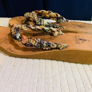 Corkys Multi Color Embellished Braided Wood sandals